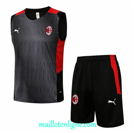 Thai Maillot Ensemble AC Milan Debardeur Training foot Noir 2021 2022