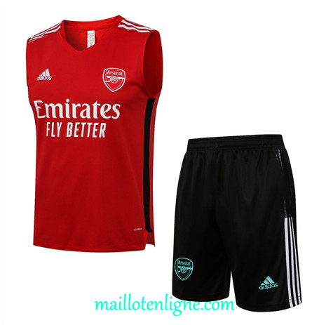 Thai Maillot Ensemble Arsenal Debardeur Training foot Rouge 2021 2022