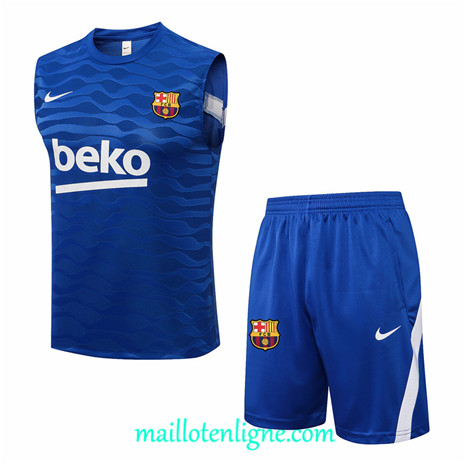 Thai Maillot Ensemble Barcelone Debardeur Training foot Bleu 2021 2022