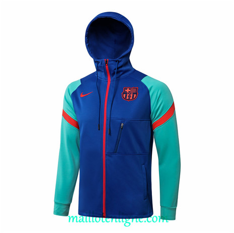 Thai Veste foot Barcelone à Capuche Bleu/Vert 2021 2022