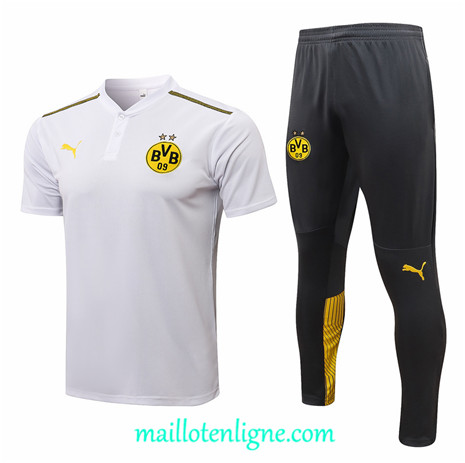 Thai Maillot Ensemble Polo Borussia Dortmund Training foot Blanc 2021 2022