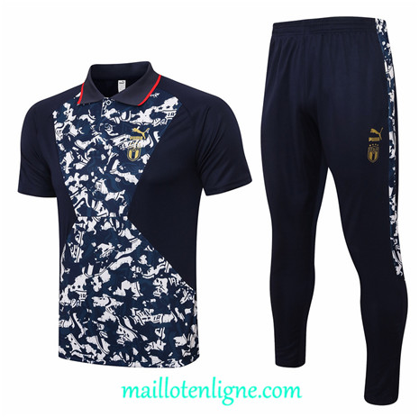 Thai Maillot Ensemble Polo Italie Training foot Bleu Marine 2021 2022