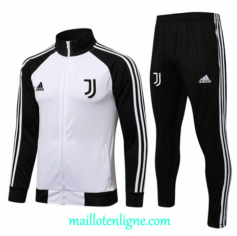 Thai Ensemble foot Juventus Veste Survetement Blanc/Noir 2021 2022