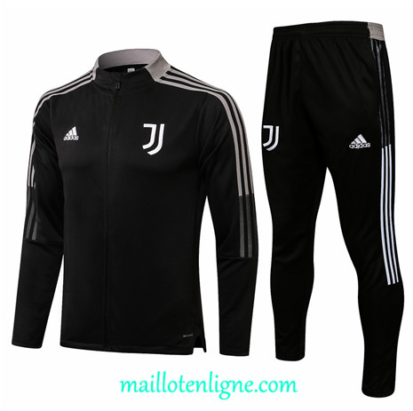 Thai Ensemble foot Juventus Veste Survetement Noir 2021 2022