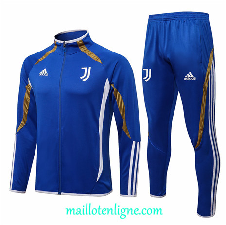 Thai Ensemble foot Juventus Veste Survetement Bleu 2021 2022 Col Haut