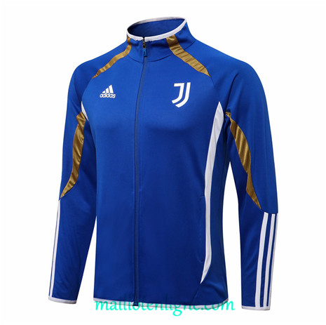 Thai Veste foot Juventus Bleu 2021 2022 Col Haut