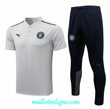 Thai Maillot Ensemble Polo Manchester City Training foot Gris clair 2021 2022