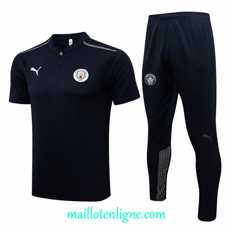 Thai Maillot Ensemble Polo Manchester City Training foot Bleu Marine 2021 2022