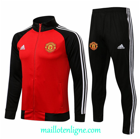 Thai Ensemble foot Manchester United Veste Survetement Rouge/Noir 2021 2022