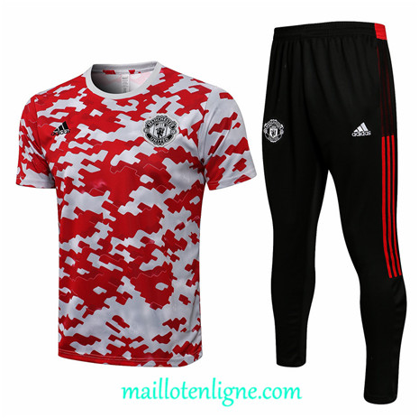 Thai Maillot Ensemble Manchester United Training foot Rouge/Blanc 2021 2022