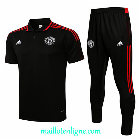 Thai Maillot Ensemble Polo Manchester United Training foot Noir/Rouge 2021 2022