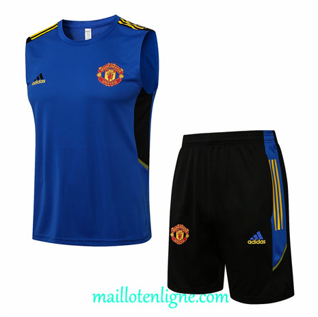 Thai Maillot Ensemble Manchester United Debardeur Training foot champions league Bleu 2021 2022