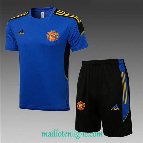 Thai Maillot Ensemble Manchester United Training foot champions league Bleu 2021 2022