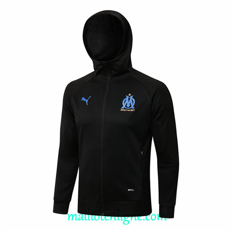 Thai Veste foot Marseille à Capuche Noir 2021 2022