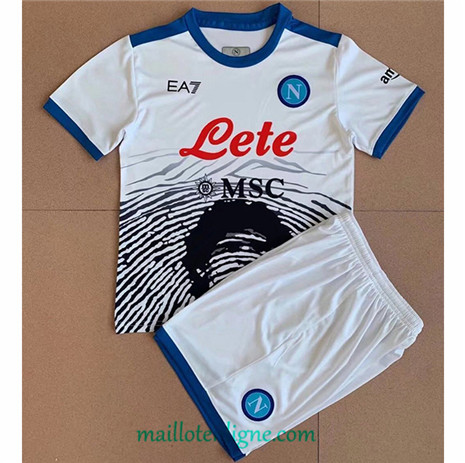 Thai Maillot Napoli Maradona Enfant Blanc 2021 2022