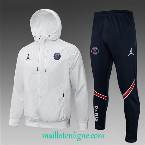 Thai Ensemble foot Jordan PSG Coupe vent Blanc 2021 2022