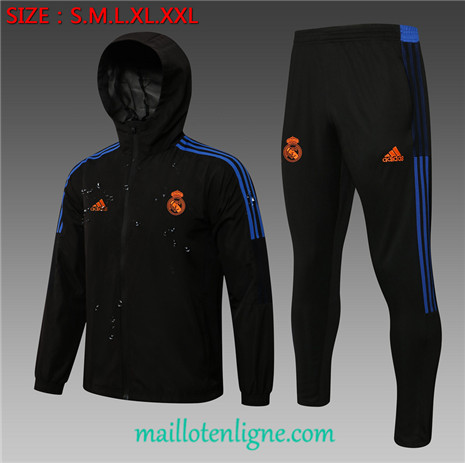 Thai Ensemble foot Real Madrid Coupe vent Noir 2021 2022