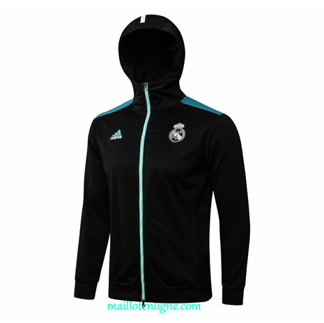 Thai Veste foot Real Madrid à Capuche Noir/Bleu 2021 2022