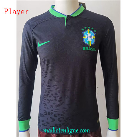 Thai Maillot Player Brésil Manche Longue Noir 2022 2023 Q244