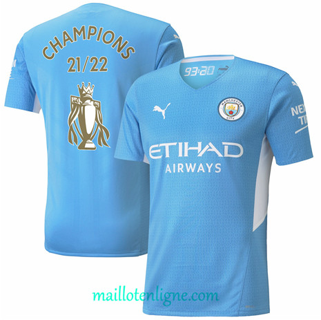 Thai Maillot Manchester City Domicile Authentic 21/22 avec flocage Champions 22