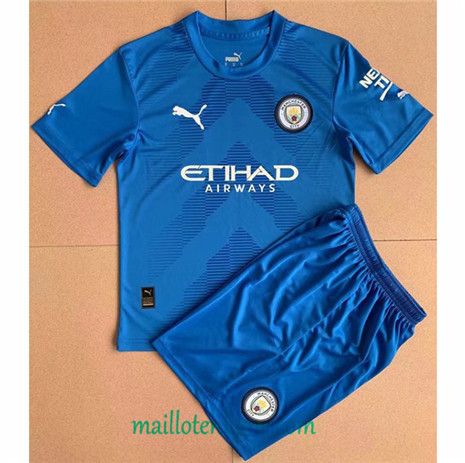 Thai Maillot Manchester City Enfant Gardien de but Bleu 2022 2023