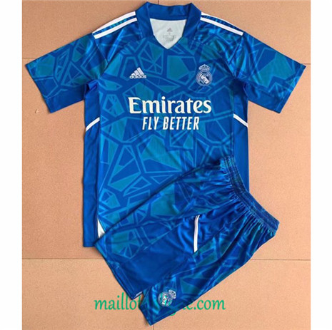 Thai Maillot Real Madrid Enfant Gardien De But Bleu 2022 2023