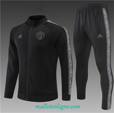 Thai Maillot Thai Ensemble Manchester United Veste Survetement Enfant Noir 2022 2023