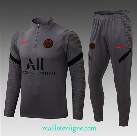 Thai Maillot Thai Ensemble Paris PSG Enfant Survetement Noir/Gris 2022 2023