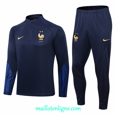 Thai Maillot Thai Ensemble France Survetement Bleu Marine 2022 2023