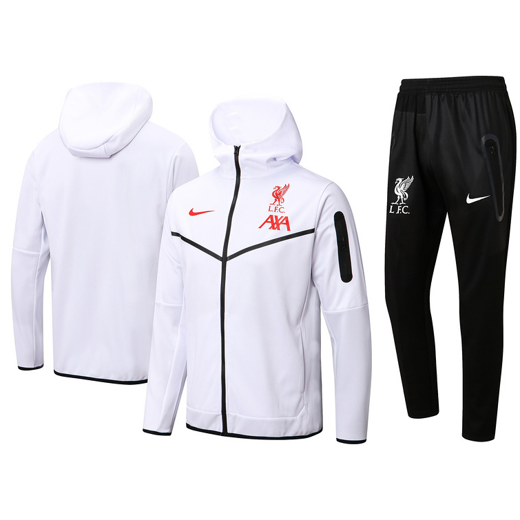 Thai Maillot Thai Ensemble Liverpool Veste Survetement à capuche Blanc 2022 2023