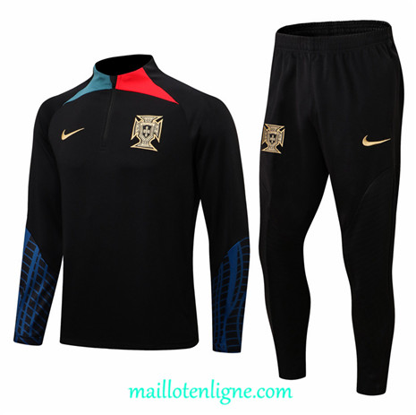 Thai Maillot Thai Ensemble Portugal Survetement Noir 2022 2023