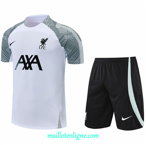 Thai Maillot Liverpool + Short Training Blanc 2022 2023