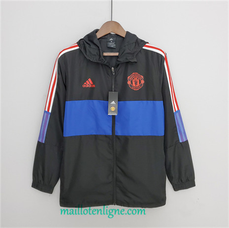 Thai Maillot Manchester United Veste Coupe vent Noir/Bleu 2022 2023