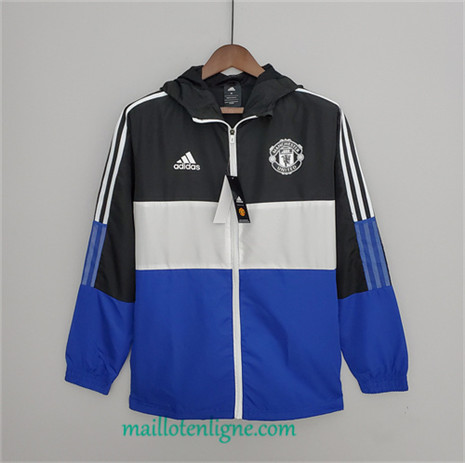 Thai Maillot Manchester United Veste Coupe vent Noir/Blanc/Bleu 2022 2023