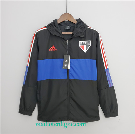 Thai Maillot Sao Paulo Veste Coupe vent Noir/Bleu 2022 2023