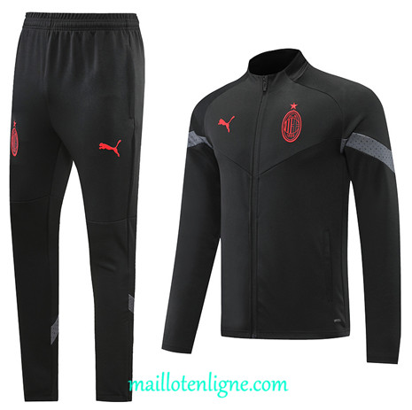 Thai Maillot Ensemble AC Milan Veste Survetement Noir 2022/2023 E958