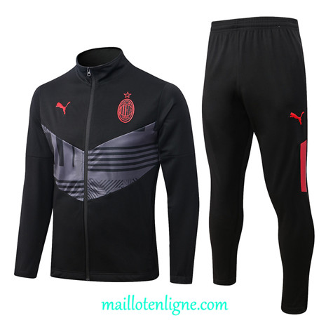 Thai Maillot Ensemble AC Milan Veste Survetement Noir/Gris 2022/2023 E959