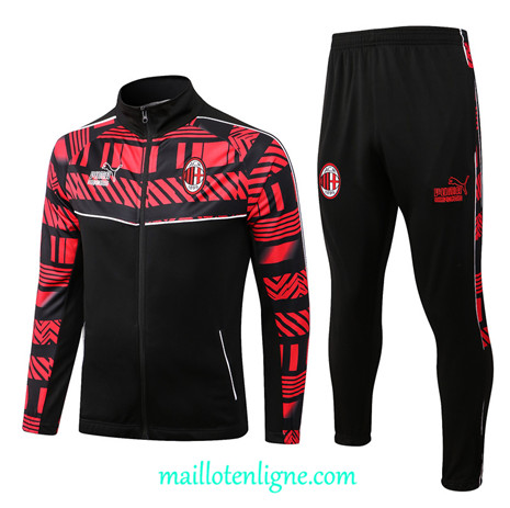 Thai Maillot Ensemble AC Milan Veste Survetement Noir/Rouge 2022/2023 E960