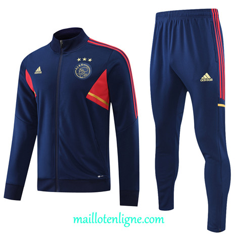 Thai Maillot Ensemble Ajax Veste Survetement Bleu Marine 2022/2023 E701