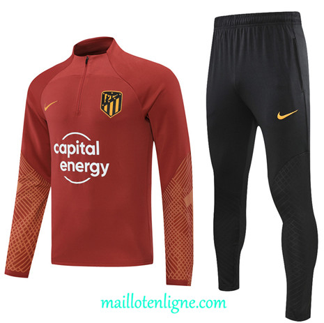 Thai Maillot Ensemble Atletico Madrid Survetement Rouge/Noir 2022/2023 E762