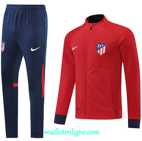 Thai Maillot Ensemble Atletico Madrid Veste Survetement Rouge/Bleu 2022/2023 E765