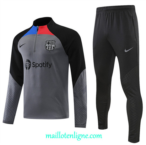 Thai Maillot Ensemble Barcelone Survetement Gris/Noir 2022/2023 E771