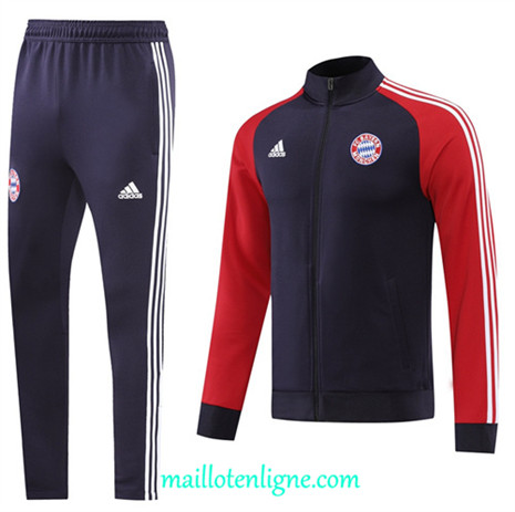 Thai Maillot Ensemble Bayern Munich Veste Survetement Bleu Marine/Rouge 2022/2023 E749