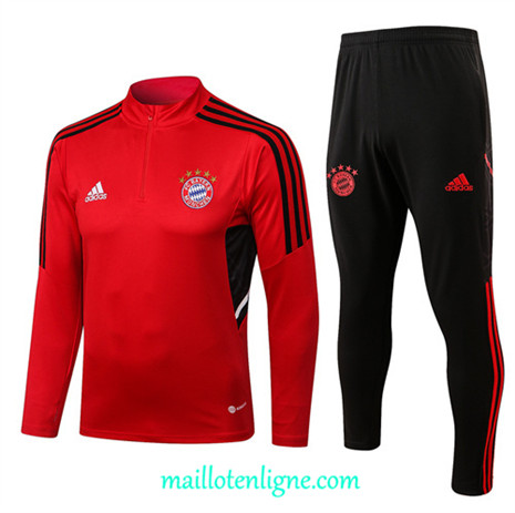 Thai Maillot Ensemble Bayern Munich Survetement Rouge/Noir 2022/2023 E753