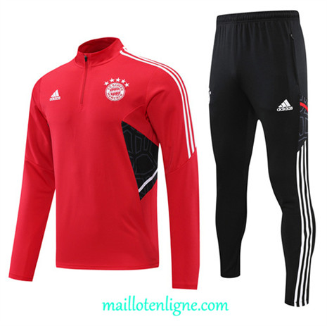 Thai Maillot Ensemble Bayern Munich Survetement Rouge/Noir 2022/2023 E755