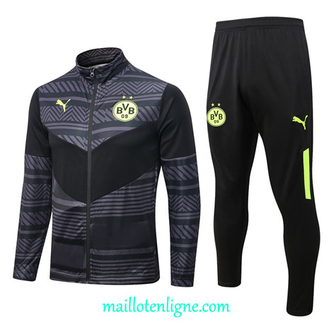 Thai Maillot Ensemble Borussia Dortmund Veste Survetement Noir/Gris 2022/2023 E761