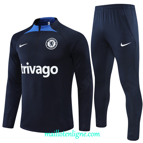 Thai Maillot Ensemble Chelsea Survetement Bleu Marine 2022/2023 E890