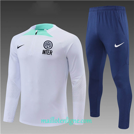 Thai Maillot Ensemble Inter Milan Enfant Survetement Blanc/Bleu 2022/2023 E1061