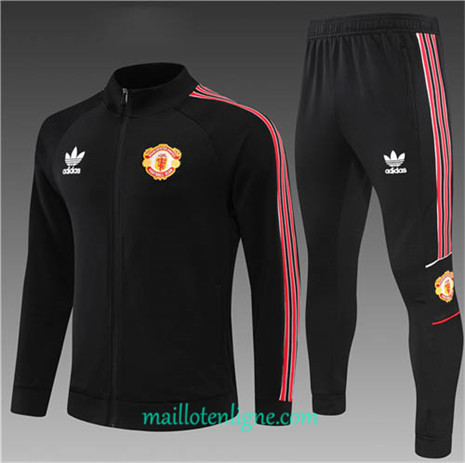 Thai Maillot Ensemble Manchester United Enfant Veste Survetement Noir 2022/2023 E1048