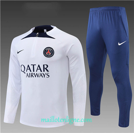 Thai Maillot Ensemble Paris PSG Enfant Survetement Blanc/Bleu 2022/2023 E1014